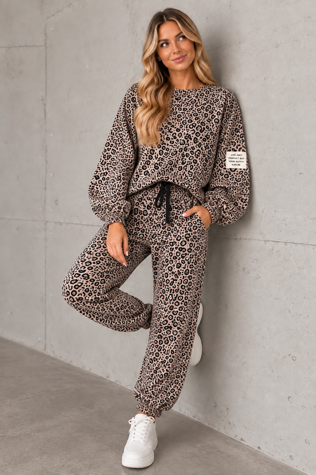 Sweat Pants LEO CRUSH taupe