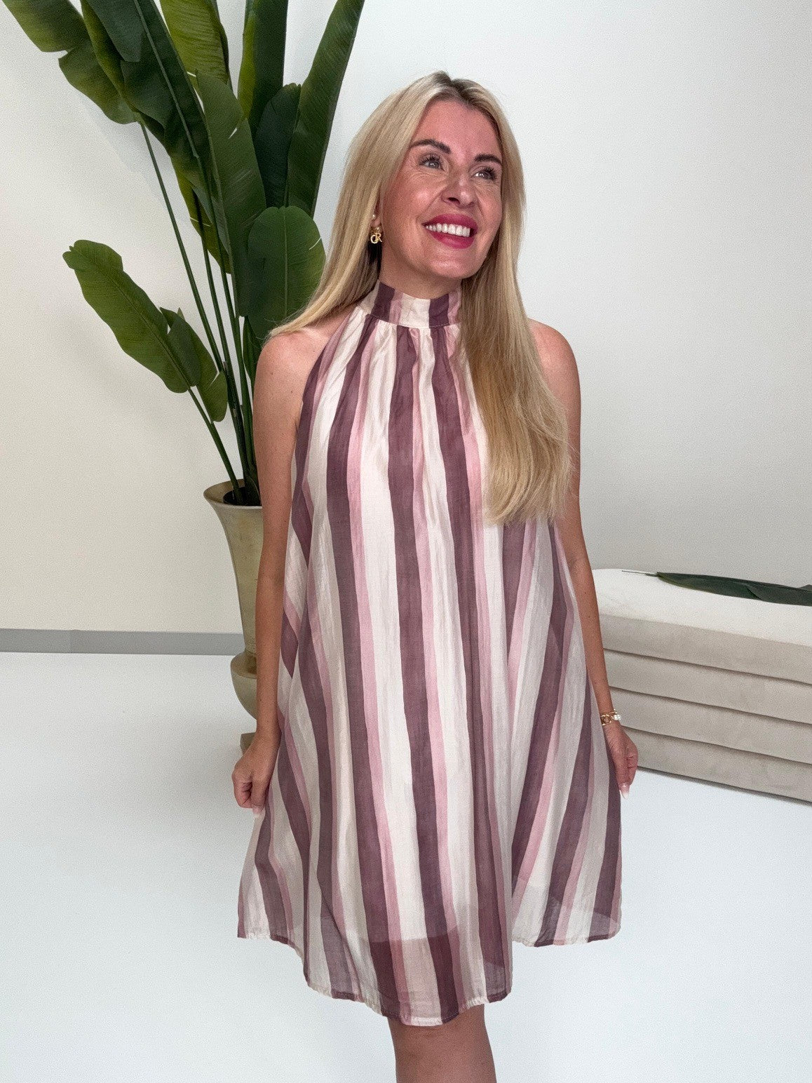 Kleid Grace Stripes rose/mauve/creme
