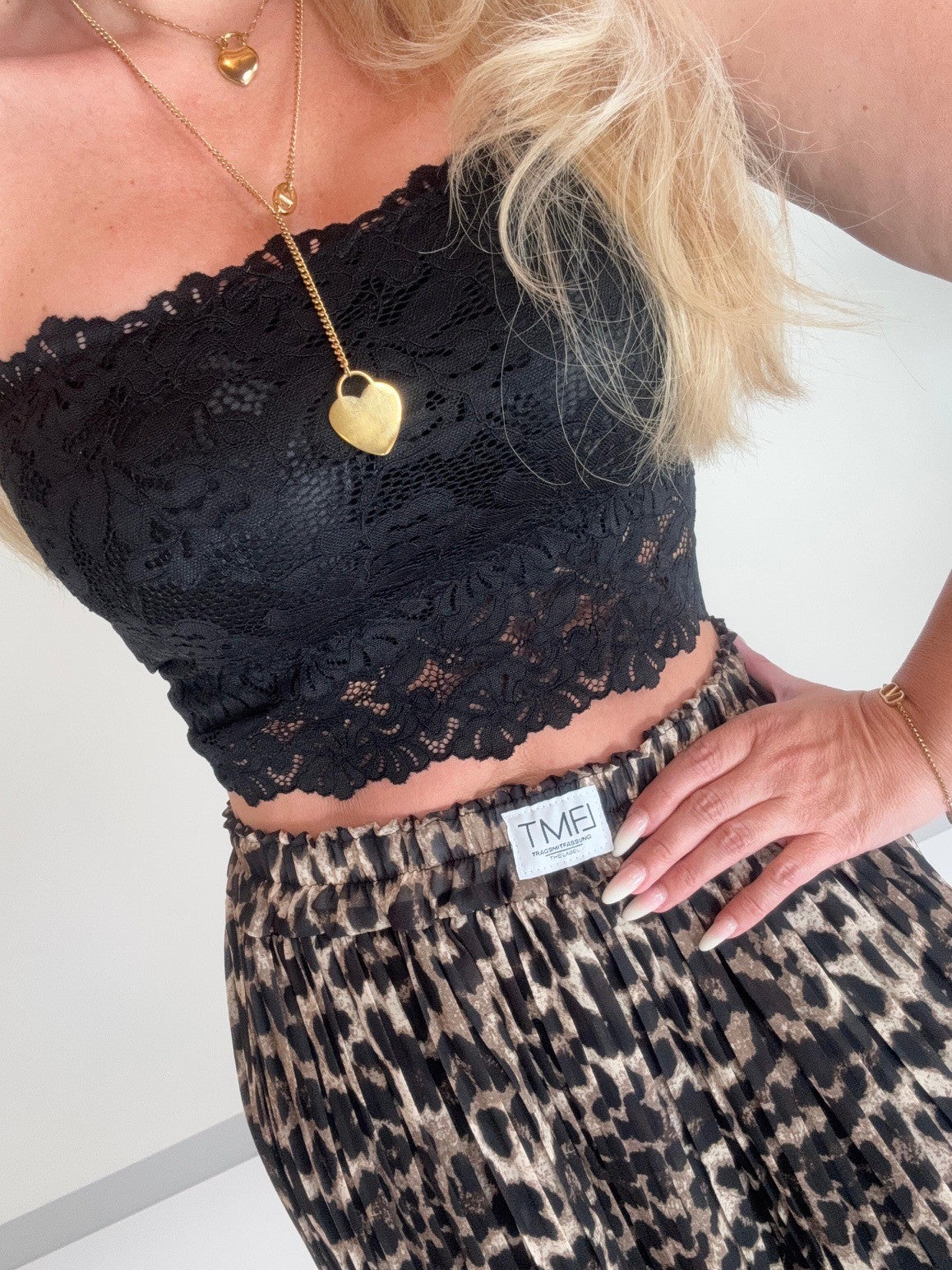 Bandeau Top mit elastischem Gummizug schwarz