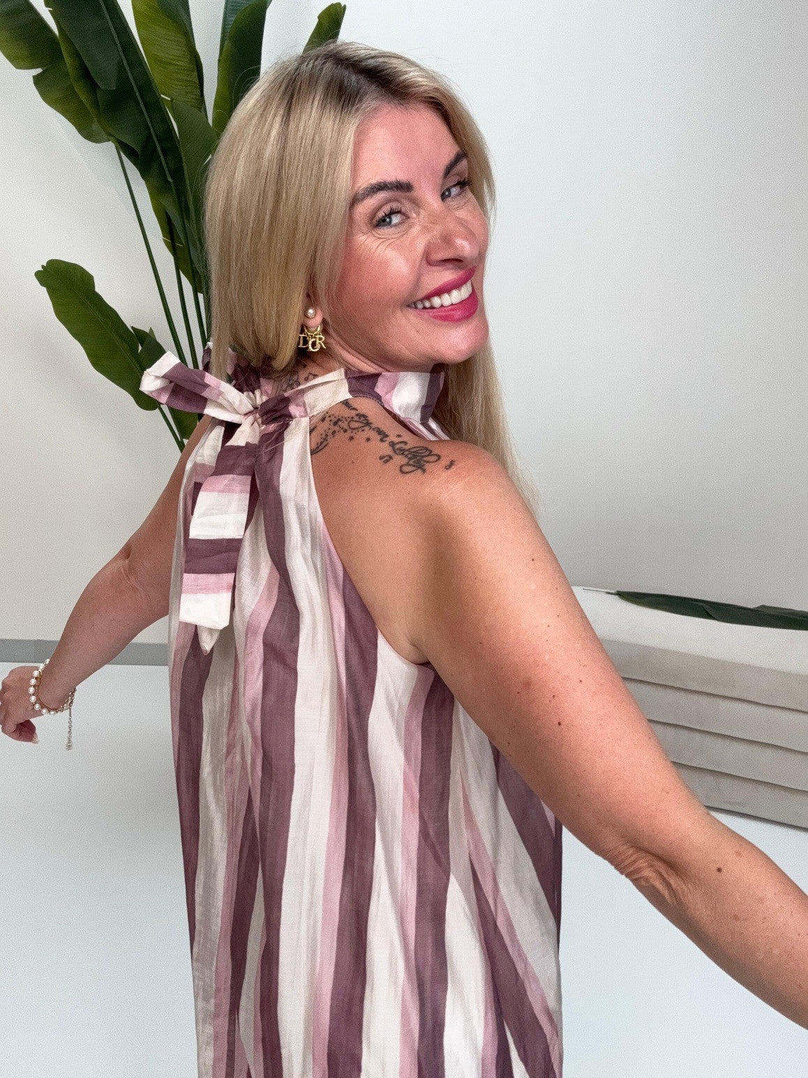 Kleid Grace Stripes rose/mauve/creme