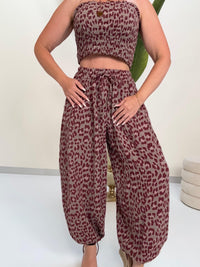 Ballon Hose mit Gummizug an den Bündchen LEO burgundy/taupe