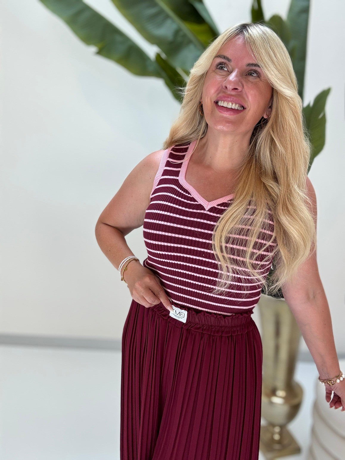 Ripp Top burgundy/rosa