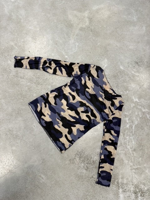 Camouflage Cashmere Langarmshirt navy/schwarz/taupe