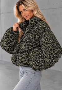 Jacke PUFFY POWER mit Reißverschluss khaki Leo