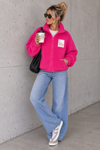 TEDDY Jacke mit Reißverschluss & Patch BE THE REASON pink