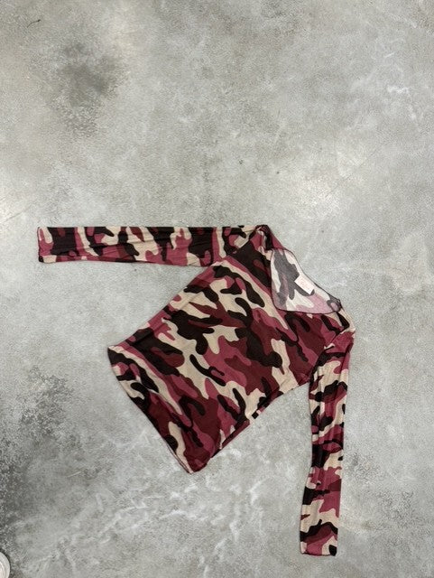 Camouflage Cashmere Langarmshirt cherry/burgundy/taupe