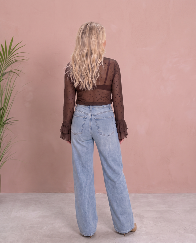 High Waist Stretch Jeans mit heller Waschung