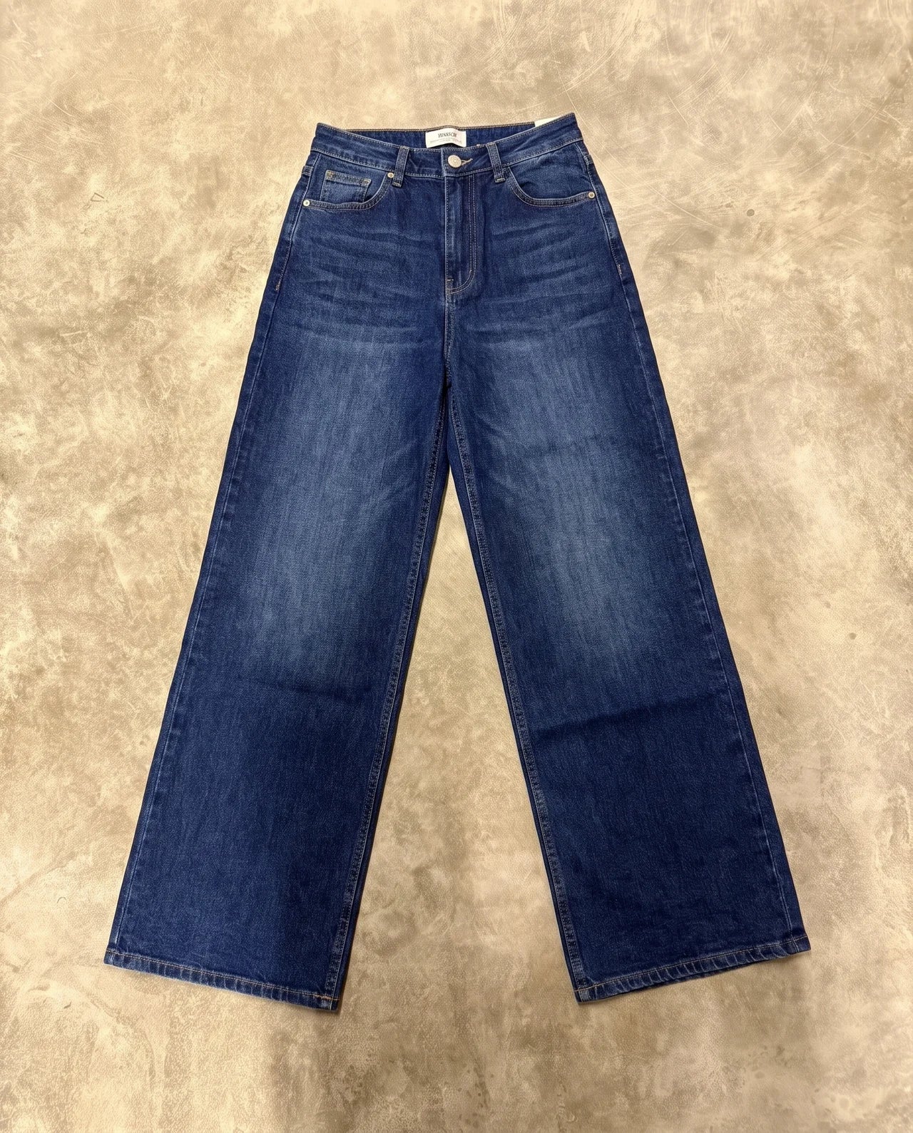 High Waist Stretch Wide Leg Jeans strong denim blue