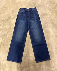 High Waist Stretch Wide Leg Jeans strong denim blue