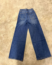 High Waist Stretch Wide Leg Jeans strong denim blue