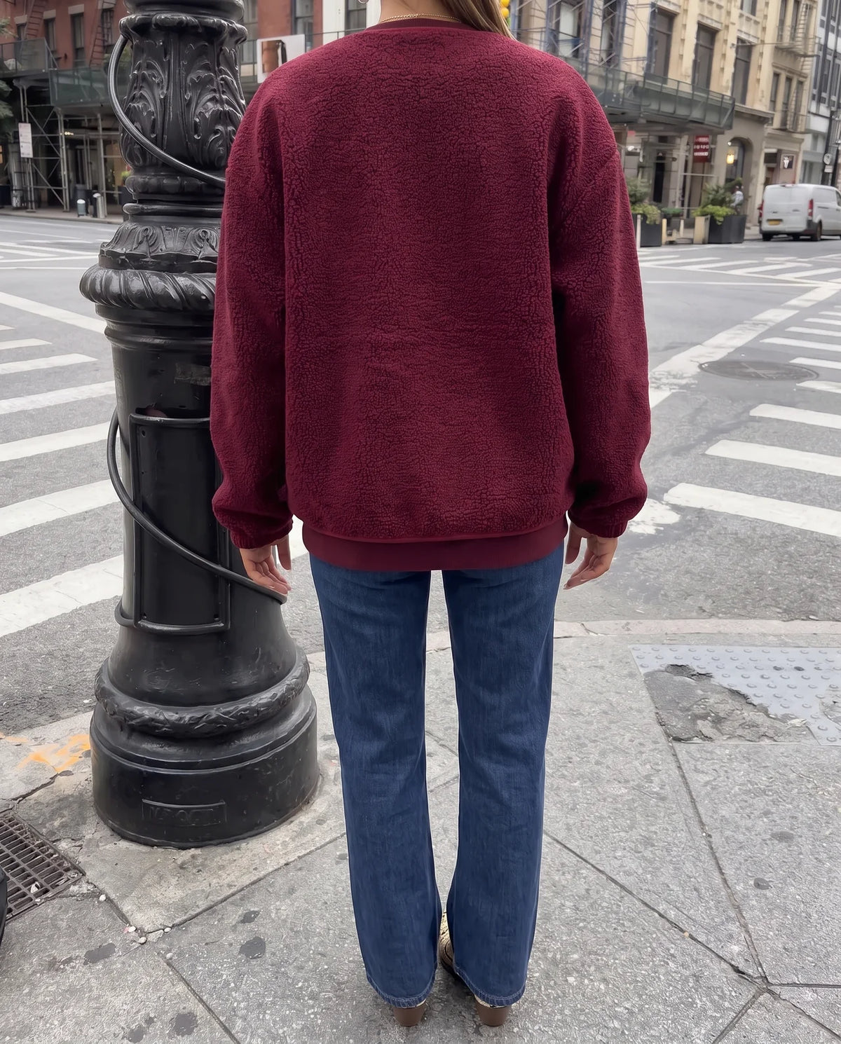 Teddy Jacke mit Druckknöpfen & großem Herz burgundy