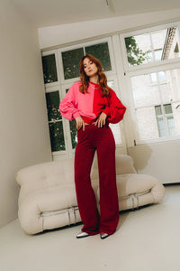 OH APRIL Loui Flared Pants Maroon