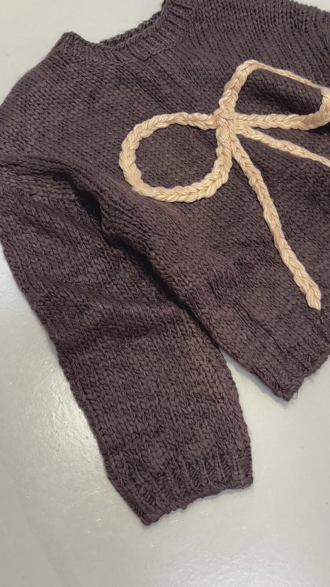 Strickpullover dark chocolate BOW LOVE toffee