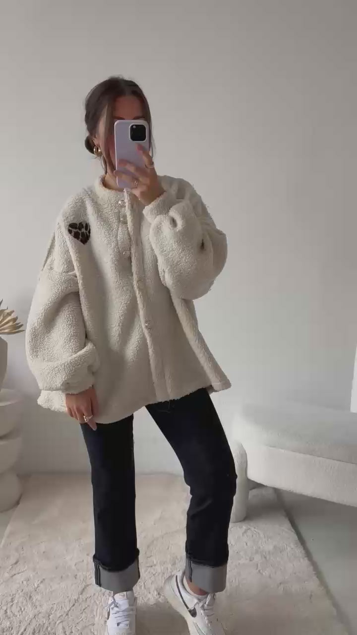Teddy Jacke Crema Leo Herz